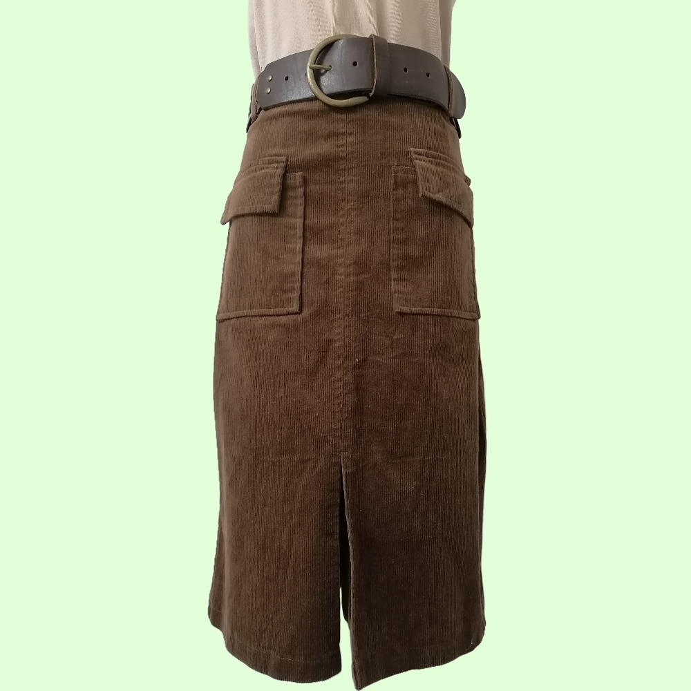 100% cotton brown corduroy skirt